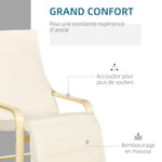 Relaxfauteuil Comfort en Ontspanning met verstelbare, afneembare voetensteun 94 x 66,5 x 100 cm Massief Hout Crème