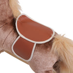 Schaukelpferd Cowboypferd Sattel Großer Komfort für Kinder ab 36 Monaten Kurzflor Plüsch Weich Holz Pappel Belastung 40 kg Braun Weiß