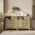 Buffet salon, meuble de rangement, 2 portes, 2 tiroirs, étagère réglable, compartiment ouvert, 80x40x90cm, bois naturel