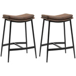 Lot de 2 tabourets de bar avec repose-pieds acier style industriel assise incurvée 48,5 x 38,5 x 68,5 cm marron noir