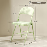 Lot de 4 chaises pliantes et portables intérieur avec assises et dossiers rembourrés en velours, cadre en acier, vert