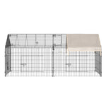 Clôture pour petits animaux cage pour animaux domestiques cadre en métal galvanisé 4 piquets de sol noir et beige