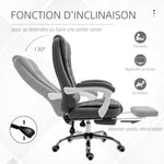 Fauteuil de bureau manager chaise pour ordinateur avec repose-pied dossier inclinable accoudoirs rembourrés en lin gris