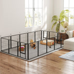 Parc pour chien, parc pour animaux, 16 panneaux, clôture portable pliable, sécurisé, noir