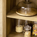 Meuble de rangement buffet 1 porte cannage effet bois - dim. 80L x 39l x 70H cm