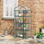 Serre de Jardin PVC avec Étagères 4 Niveaux, Serre de Balcon, Bâche Renforcée 140g/m², Châssis en Acier, Porte Zippée Enroulable, pour Légumes et Plantes, Extérieur, 70x50x160cm, Transparente