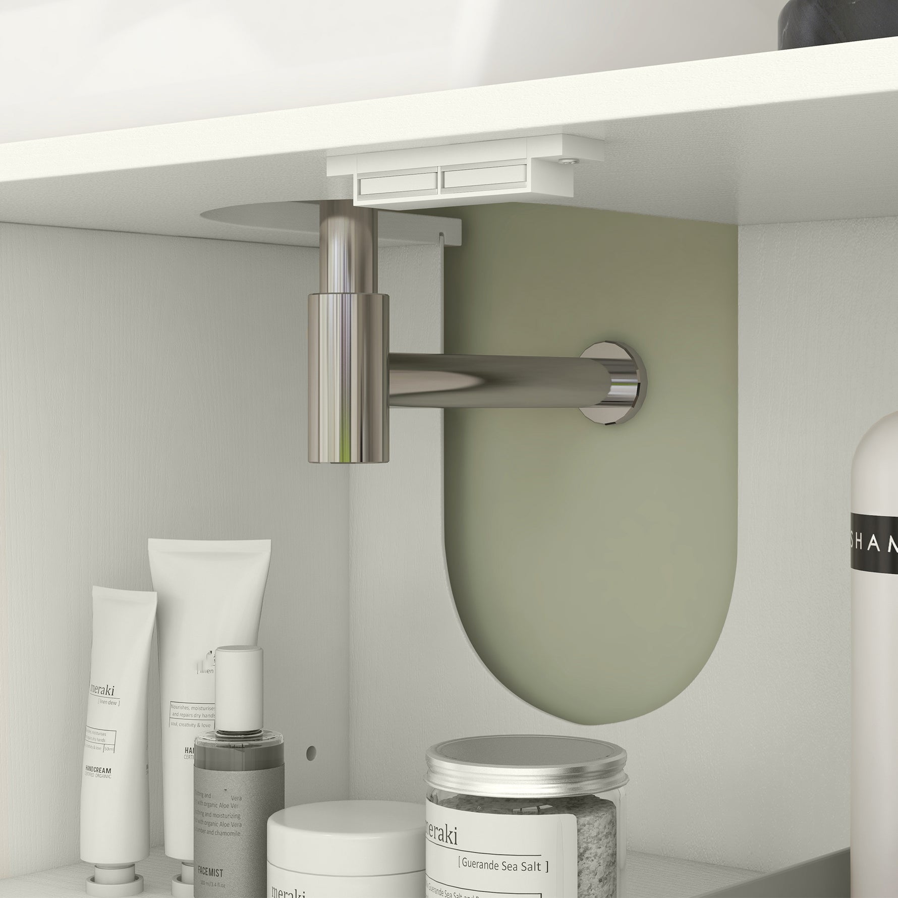 Meuble sous lavabo meuble de salle de bain avec placard à deux niveaux étagères réglables 90l x 30P x 63H cm crème