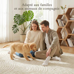 Tapis salon 200 x 140 cm, tapis à poils épais géométrique, moelleux et antidérapant, crème