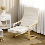 Relaxfauteuil Comfort en Ontspanning met verstelbare, afneembare voetensteun 94 x 66,5 x 100 cm Massief Hout Crème