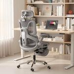 Chaise Bureau Ergonomique avec Accoudoirs 4D Appui-Tête et Profondeur d'Assise Réglables Maille Gris