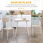 Ensemble table à manger carrée 3 pièces avec 2 chaises cuisine salle à manger plateau MDF châssis métal blanc