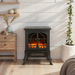 Cheminée électrique avec effet flamme 3D, 1800/900 W, fausse cheminée décorative, thermostat réglable, 39x24x48cm, noir-9