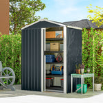 Abri de jardin en métal 1,2 m², cabane jardin extérieure, porte coulissante verrouillable et gants, 136x87x176cm, gris