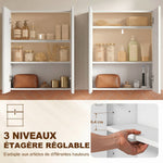 Armoire avec Miroir en Bois Rangement Salle de Bain Fermeture Porte Tampon MDF