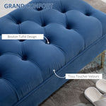 Panca imbottita capitonné fondo letto stile classico chic 118L x 45p x 42A cm gambe in metallo dorato velluto blu
