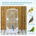 Cage à oiseaux volière avec mangeoires perchoirs plateau excrément amovible cage pour canaris perruches perroquets 46,5 x 35,5 x 92 cm blanc-6