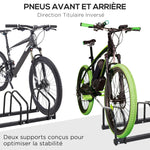 Râtelier 6 vélos range-vélos support de rangement pneu 65 mm sol ou mural pour VTT enfants BMX 179 x 33 x 27 cm acier noir
