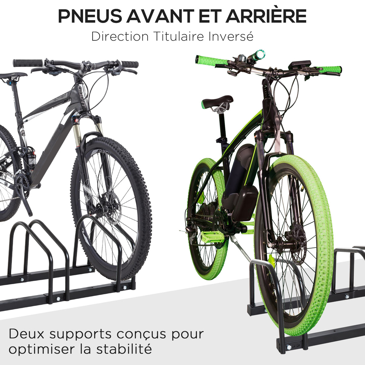 Râtelier 6 vélos range-vélos support de rangement pneu 65 mm sol ou mural pour VTT enfants BMX 179 x 33 x 27 cm acier noir