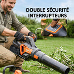 Souffleur de Feuilles sans Fil avec Moteur Brushless 900W Batterie 36v (2x4,0Ah) Puissant 15,2 m³/min Orange et Noir