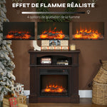 Cheminée électrique effet flammes LED luminosité réglable avec télécommande - 1800 W - 80,5 x 32,3 x 80,5 cm