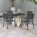 Ensemble de 4 chaises de jardin empilables en aluminium et textilène avec accoudoirs, lot de 4 pièces pour extérieur
