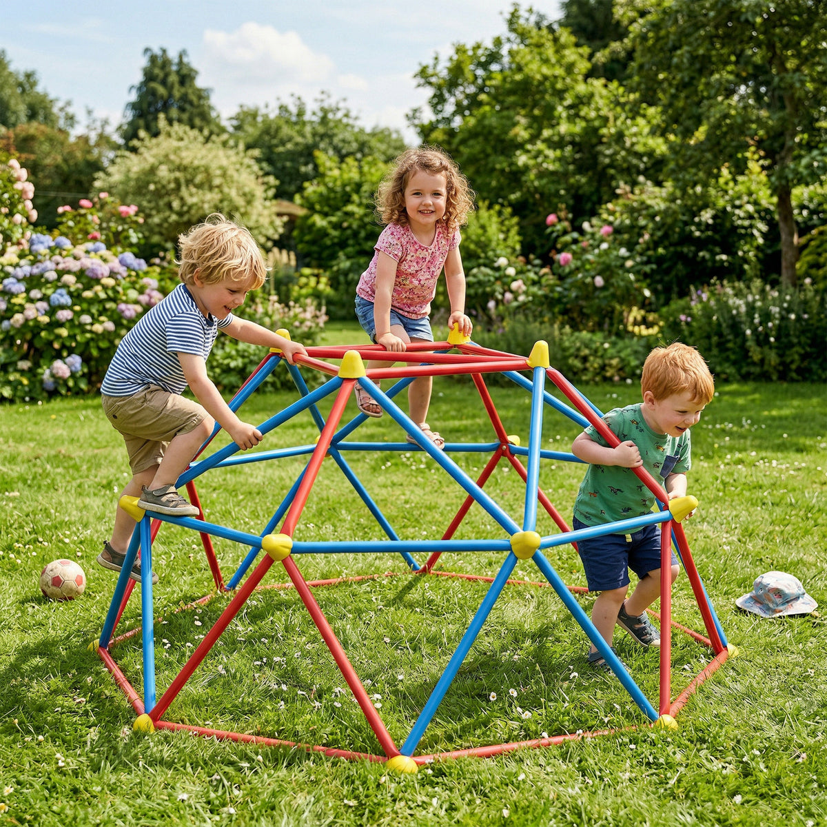 Dôme d'escalade enfant cage d'escalade structure en métal charge max. 180 kg assemblage facile 183 cm multicolore