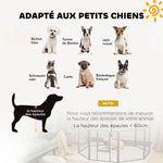 Parc pour chien enclos chien 8 panneaux modulable et pliable acier avec porte pour chiot intérieur extérieur 60 cm noir
