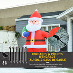 Père Noël Gonflable LED 2,4H m avec hotte Polyester imperméable Rouge