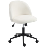 Chaise de Bureau Pivotante en Fourrure Teddy, Hauteur Réglable, Roulettes, Mousse Haute Résilience, Crème