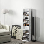 Rangements pour CD et DVD 9 compartiments et 6 étagères réglables capacité max. 260 CD/120 DVD 33 x 24 x 140 cm blanc