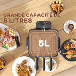 Friteuse 5 litres avec température et minuterie réglables 2000 W panier à huile amovible et fenêtre de visualisation
