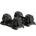 Schnell verstellbare Hanteln, 5 Stufen, 2 x 11 kg, Sicherheitsverschluss, rutschfester Griff, Ablageschalen, Schwarz