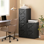 Caisson de Bureau avec 4 Tiroirs, Dossiers Suspendus pour Formats Lettre/A4, Style Rustique, 40x40x131cm, Noir