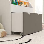 Bibliothèque pour enfants Multi-Rangement avec 3 niveaux d'étagères et un tiroir, 62,5L x 30l x 70H cm, gris et blanc