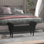 Banc Entrée Bout de Lit Rembourré pour Chambre à Coucher, Tissu à Voile, 102 x 36 x 51 cm, Noir