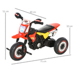 Tricycle Enfants Moto Cross Effets musicaux et Lumineux Coffre Rangement Rouge