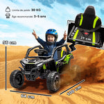 Voiture électrique enfant UTV KAWASAKI TERYX KRX 1000 12 V à 2 moteurs 25 W télécommande 2,4 Ghz 100 x 64 x 56 cm noir