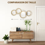 Ensemble de 4 miroirs ronds en métal dorés 107 x 56 cm