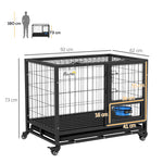 Cage pour chien cage de transport sur roulettes avec support de gamelle plateau amovible 2 portes verrouillables