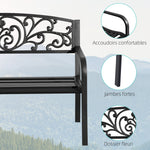 Banc de Jardin terrasse en Acier Fonte Noir 2 Places 127 x 60 x 87 cm Charge Max 240 Kg