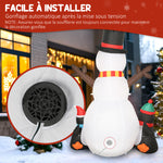 Bonhomme de neige et pingouins gonflable de Noël de 180 cm avec lumières LED, décoration de Noël intérieur et extérieur