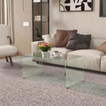 Table basse en verre table de salon rectangulaire design moderne en verre trempé avec bords arrondis sûrs transparent