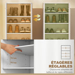 Meuble à chaussures 10 paires, armoire à chaussures à haute brillance 5 niveaux, étagères réglables, 55x36x108cm, blanc