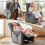 Fauteuil releveur électrique massage vibration et chaleur, fauteuil relax électrique en velours, gris foncé