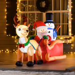 Père Noël gonflable avec traîneau et rennes 200 cm 5 lumières LED décoration de Noël intérieure et extérieure rouge