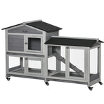 Clapier bois pour lapins petit enclos animaux villa pour lapin sur roulettes 2 étages gris