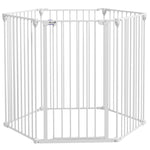 Recinto di sicurezza pieghevole e modulabile per cani, 6 pannelli con porta, altezza 100 cm, bianco