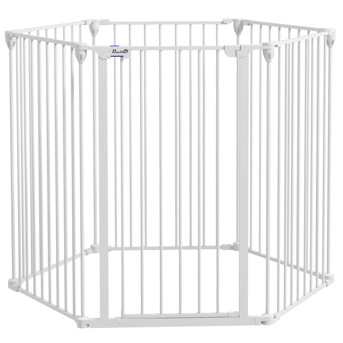 Recinto di sicurezza pieghevole e modulabile per cani, 6 pannelli con porta, altezza 100 cm, bianco