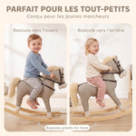 Cheval à bascule pour enfants, jouet à bascule bébé en tissu effet lin avec effets sonores et poignées de sécurité, gris