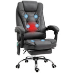 Fauteuil de bureau massant chauffant hauteur réglable dossier inclinable repose-pied + coussin lombaires intégrés